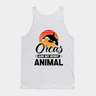 Orcas Are My Spirit Animal Retro Sunset Funny Orca Whale quote Tank Top